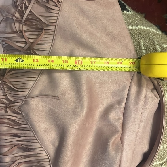 pink suede leather jacket fringes by Adore beaded button close nwt - Picture 11 of 12